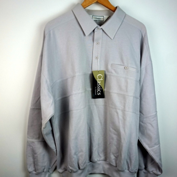 VTG 80s NWT Classics by Palmland L/S Polo Grey NEW - Picture 1 of 6